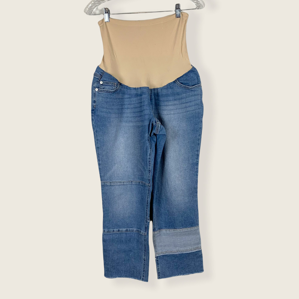 Indigo Blue Patchwork Full Panel Maternity Jeans - image 1